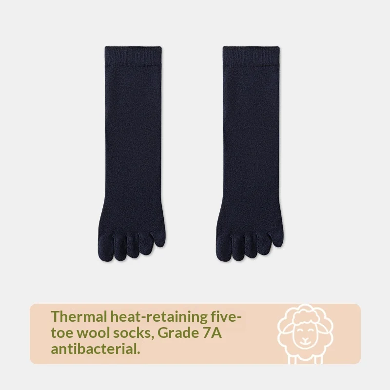Mens Wool Five-finger Winter Thickened Toe-separating Boneless Cashmere Mid-calf Long… — image 5