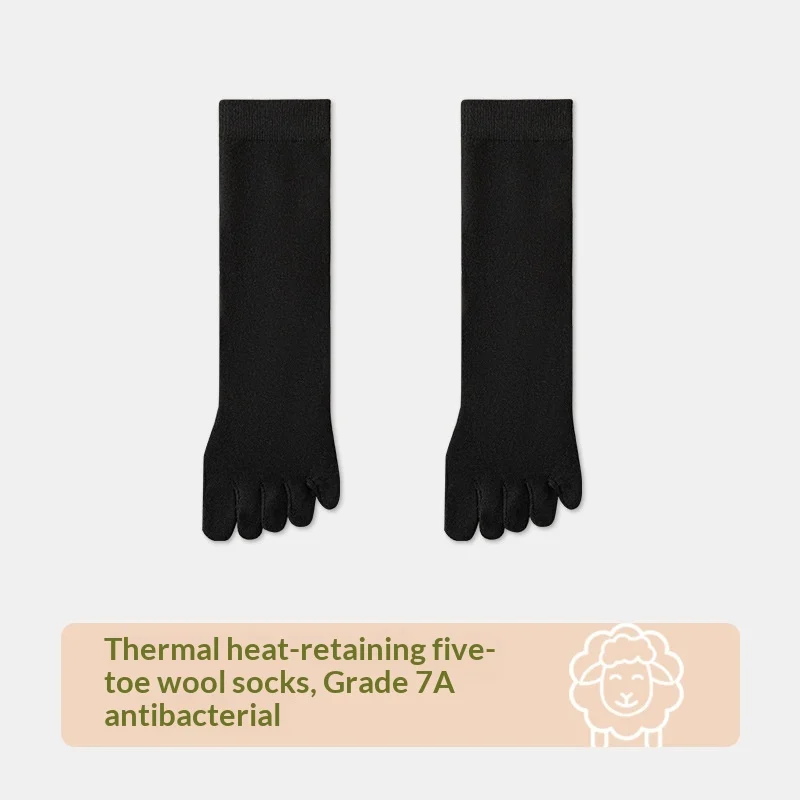 Mens Wool Five-finger Winter Thickened Toe-separating Boneless Cashmere Mid-calf Long… — image 6