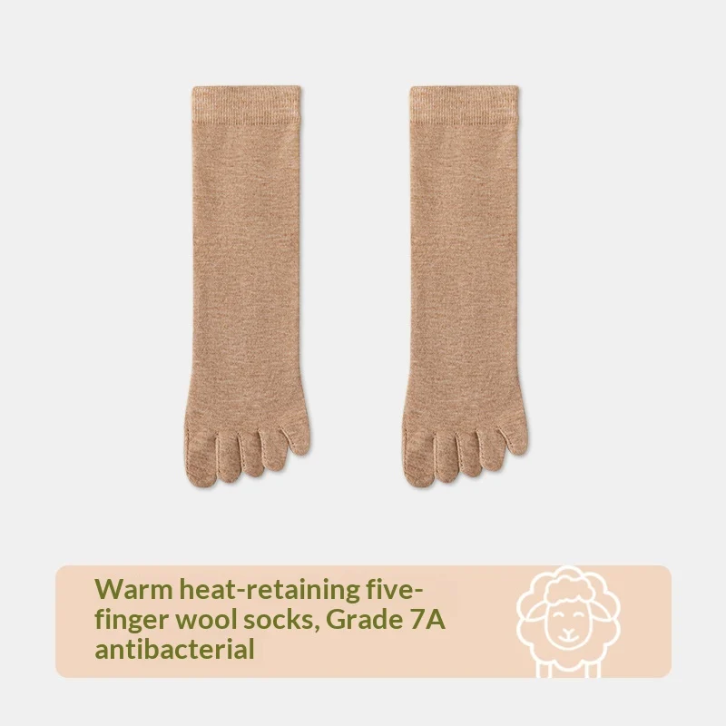 Mens Wool Five-finger Winter Thickened Toe-separating Boneless Cashmere Mid-calf Long… — image 8