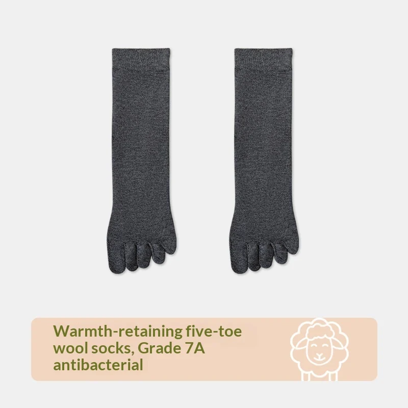 Mens Wool Five-finger Winter Thickened Toe-separating Boneless Cashmere Mid-calf Long… — image 7