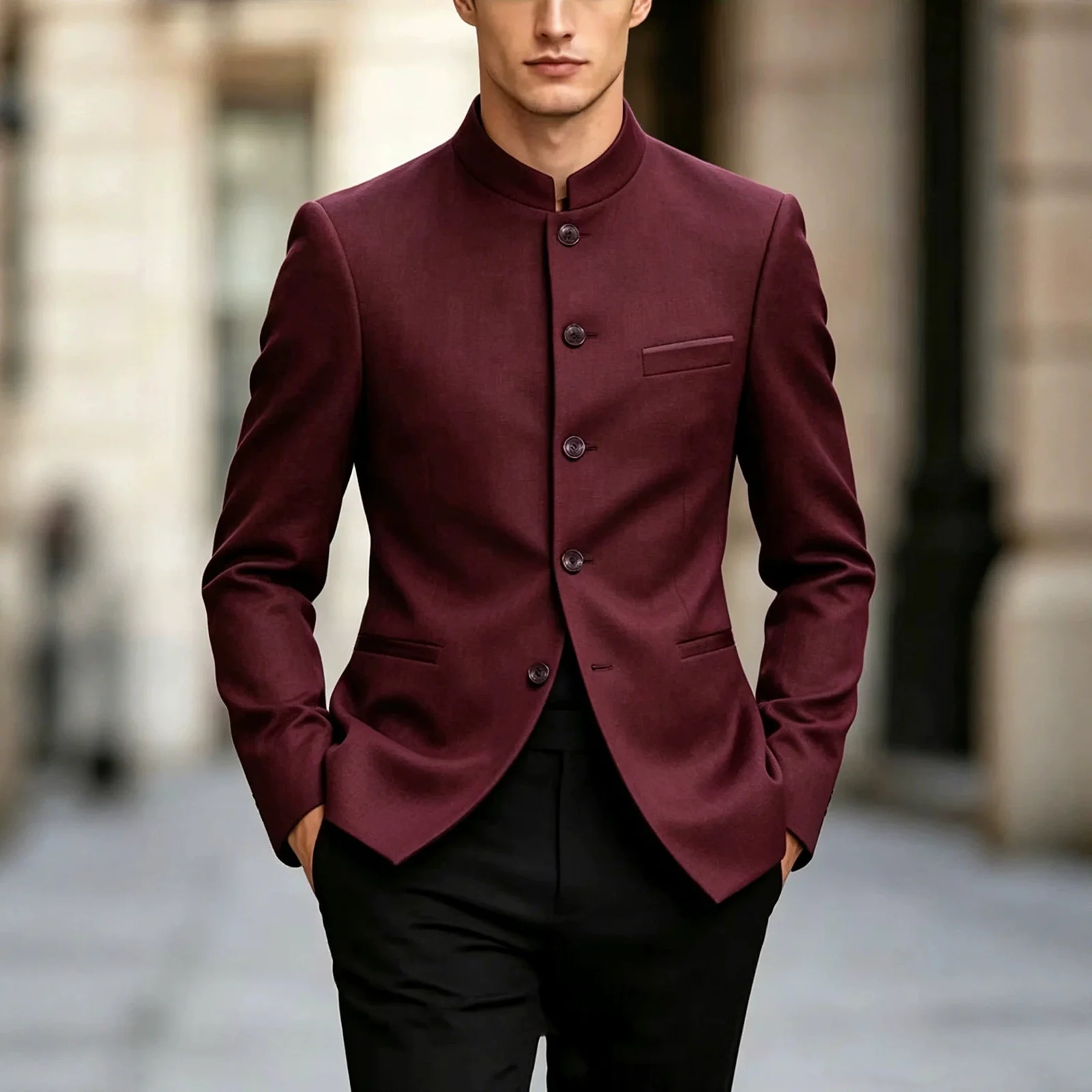 Mens Zhongshan-style Suit With A Mandarin Collar — image 5
