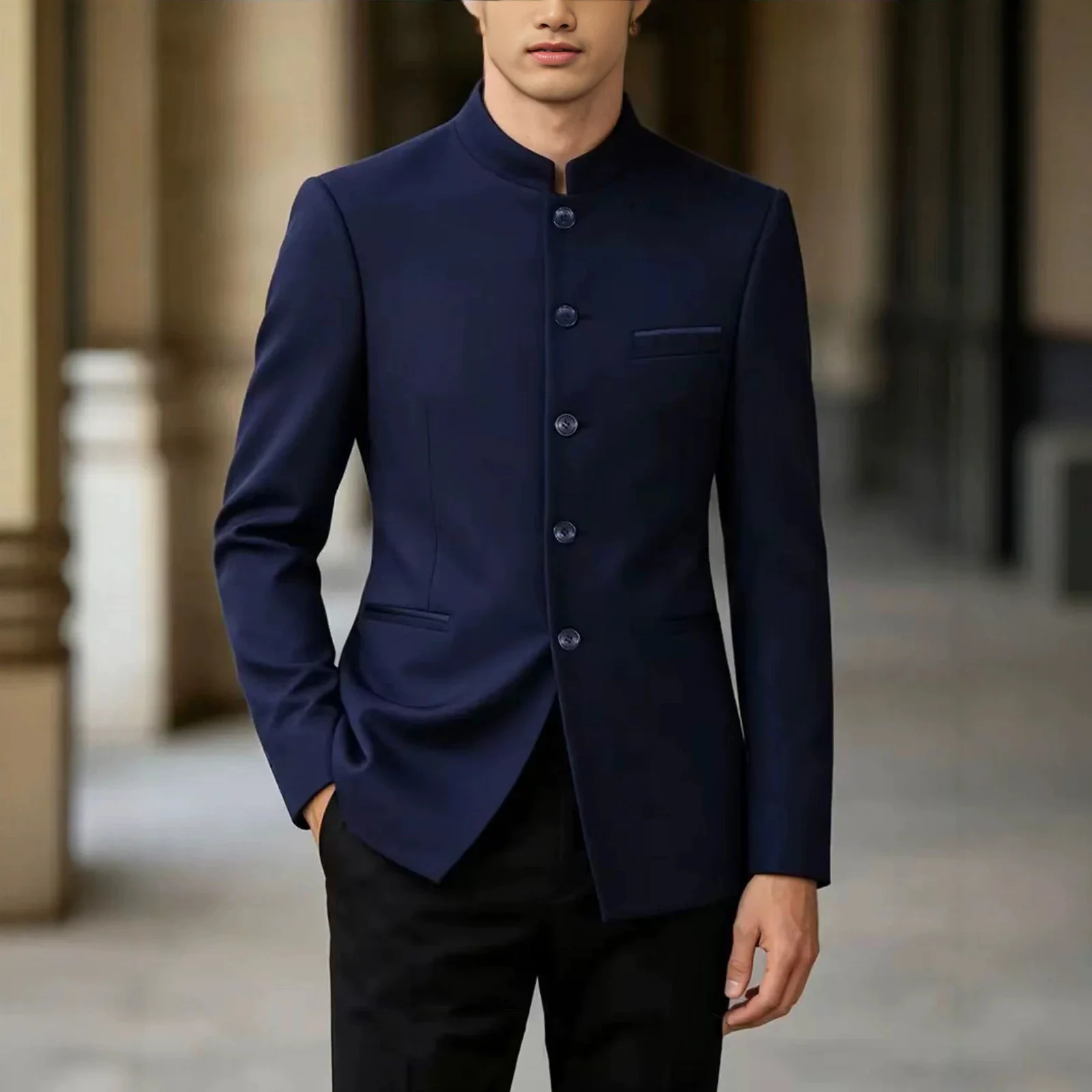 Mens Zhongshan-style Suit With A Mandarin Collar — image 4