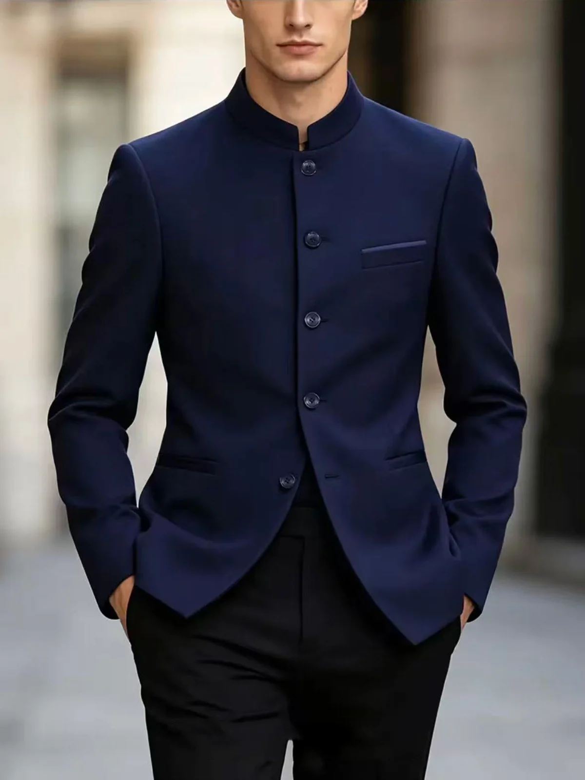 Mens Zhongshan-style Suit With A Mandarin Collar — image 2