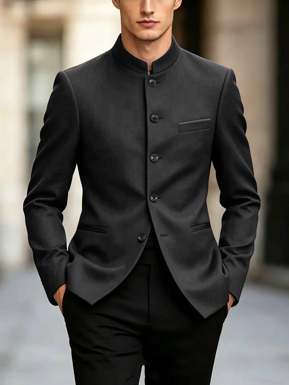 Mens Zhongshan-style Suit With A Mandarin Collar — image 8