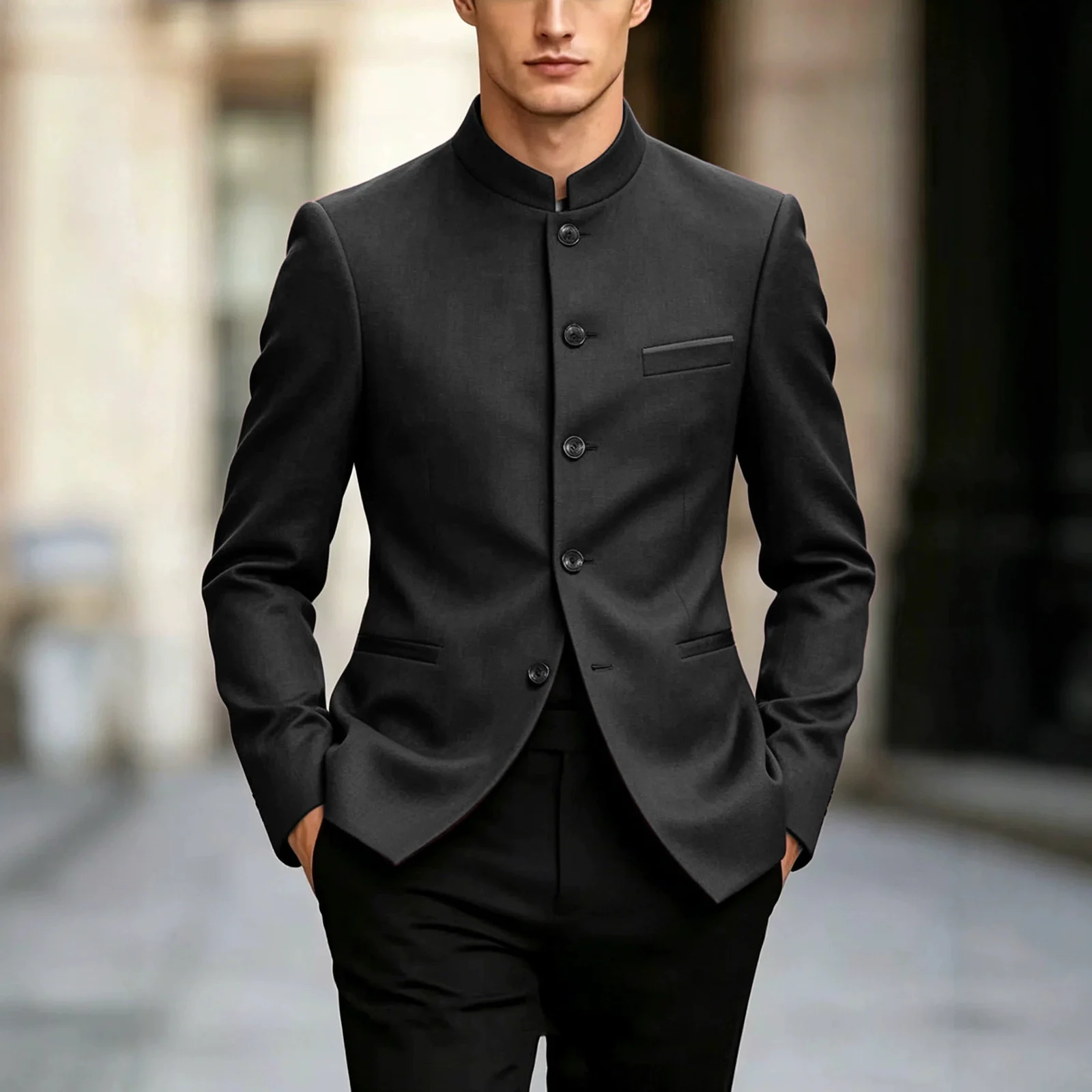 Mens Zhongshan-style Suit With A Mandarin Collar — image 6