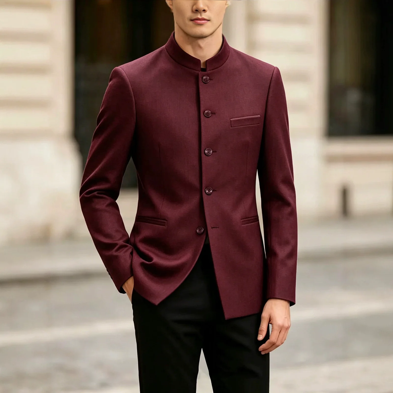 Mens Zhongshan-style Suit With A Mandarin Collar — image 7
