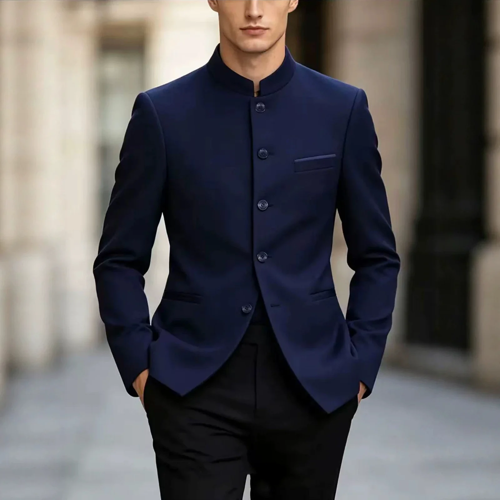 Mens Zhongshan-style Suit With A Mandarin Collar — image 3