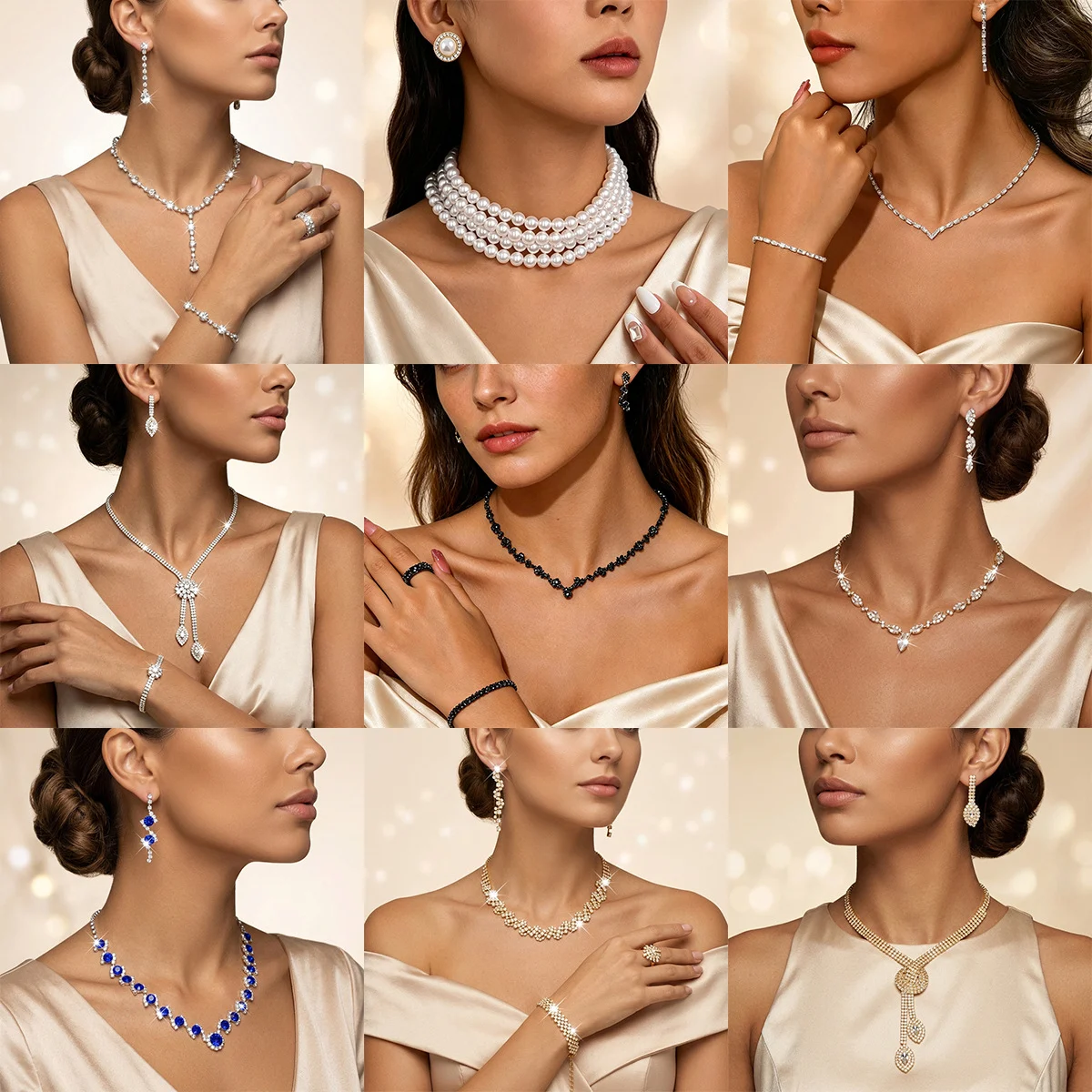 Metal Rhinestone Wedding Necklace And Earrings Jewelry Set — image 2