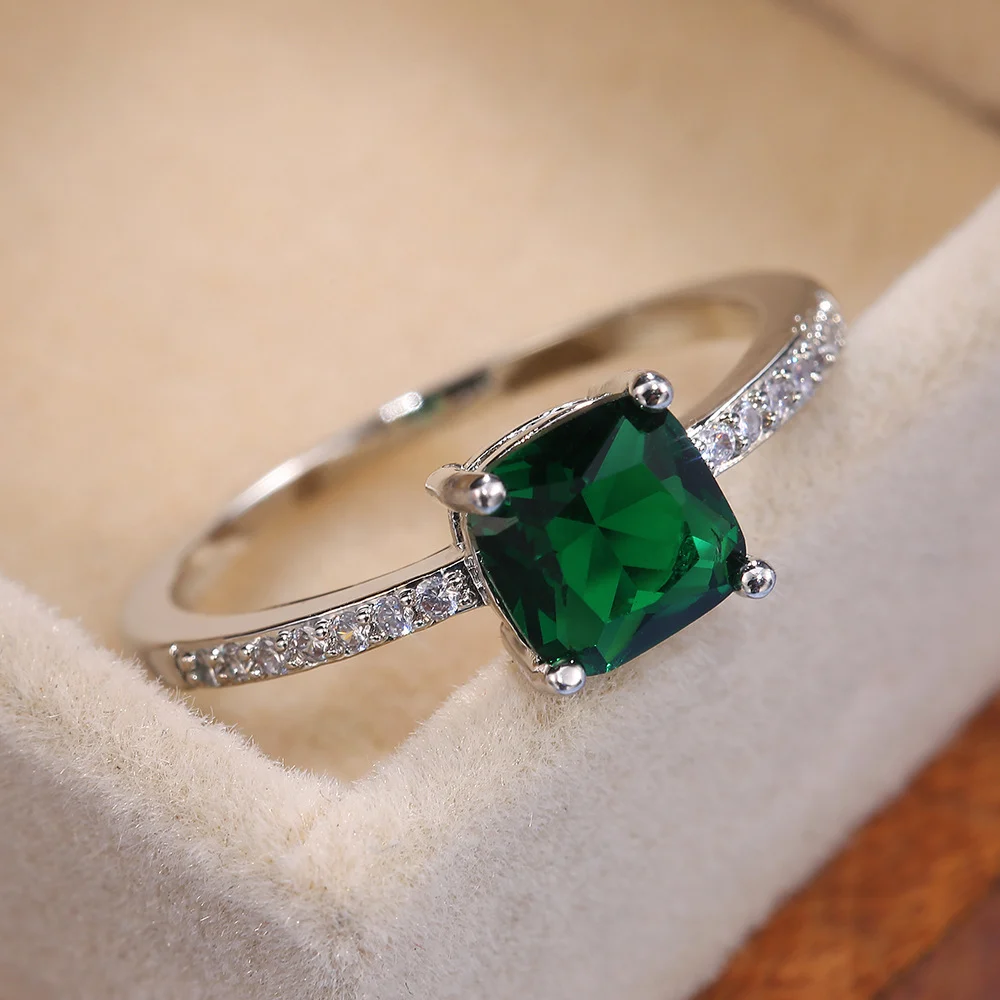 Micro-paved Zircon Royal Blue Square-cut Ring For Women — image 4