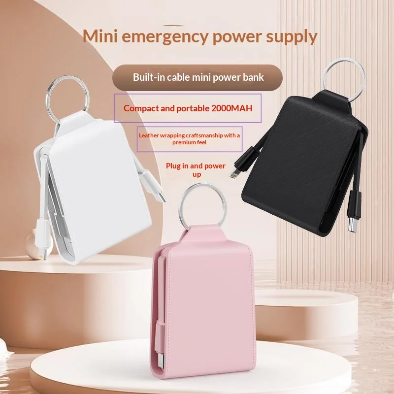 Mini Keyring Power Bank With Built-in Dual Cables — image 5