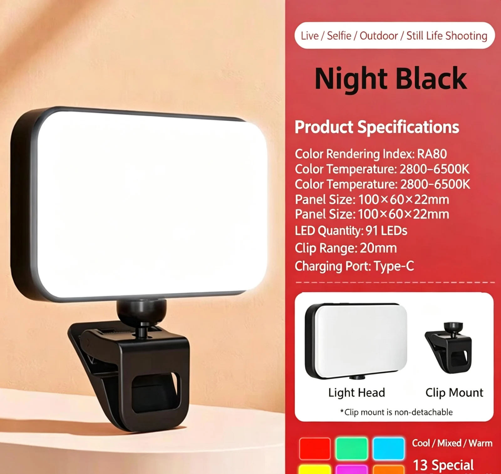 Mini Portable Hand Held LED Fill Light Adjustable Photography Video Lighting Lamp For… — image 4