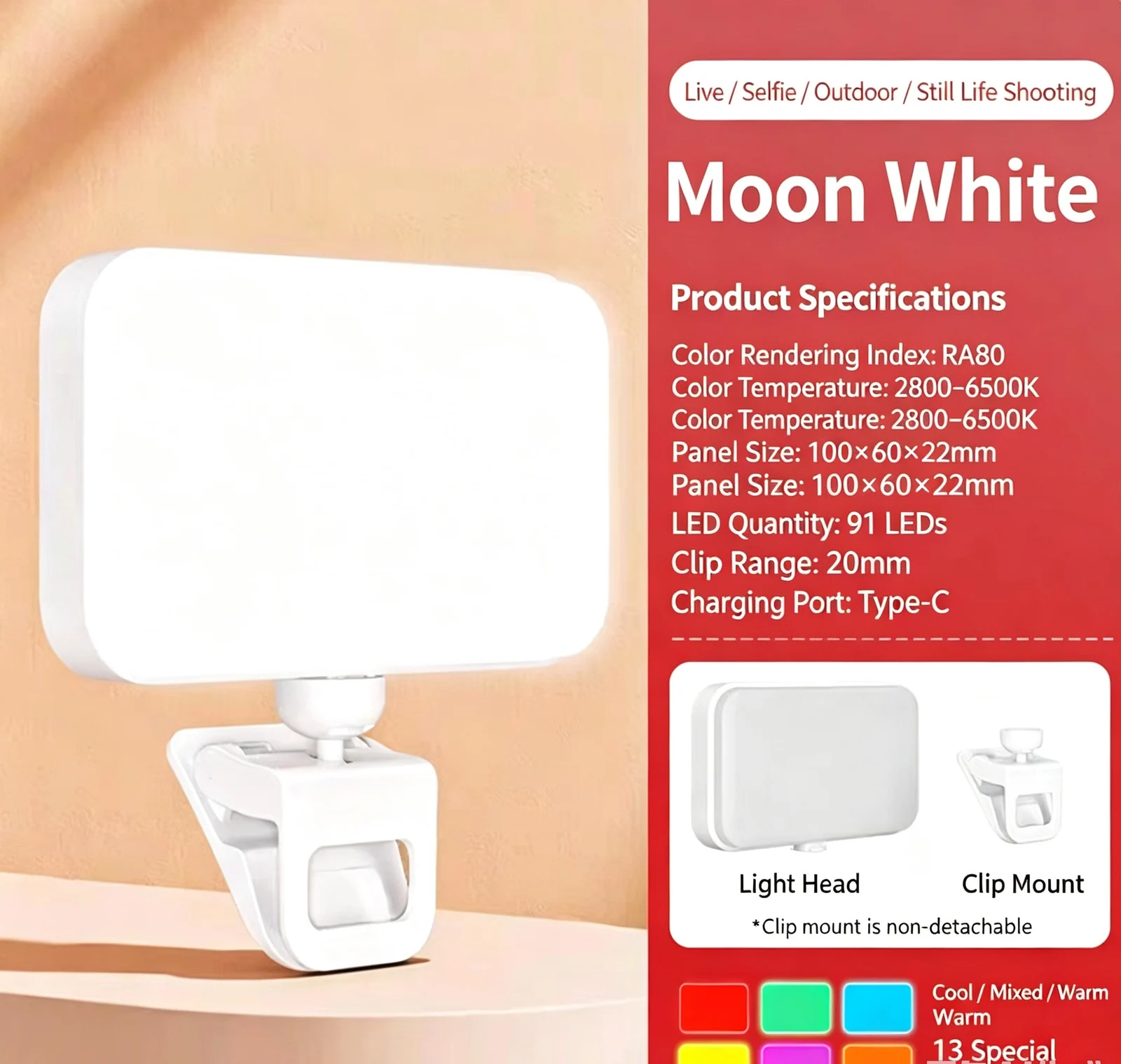 Mini Portable Hand Held LED Fill Light Adjustable Photography Video Lighting Lamp For… — image 7