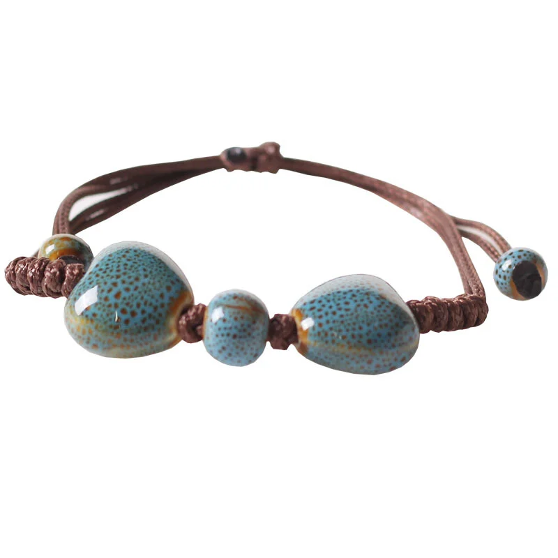 Minimalist Floral Glaze Heart Bead Bracelet — image 2