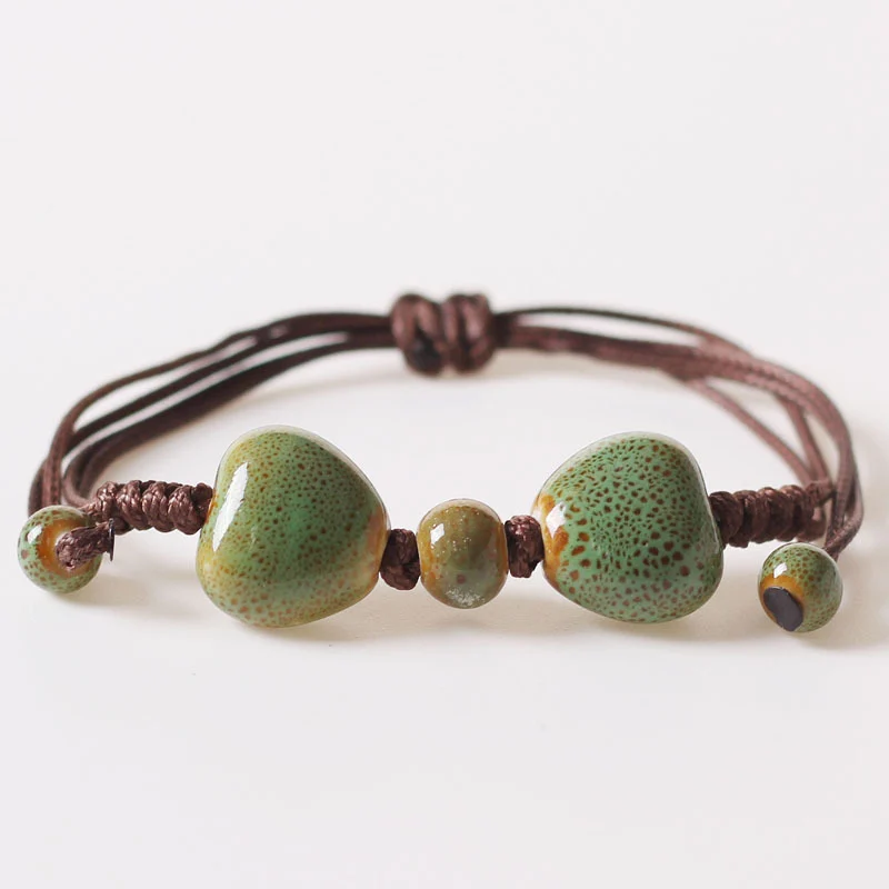 Minimalist Floral Glaze Heart Bead Bracelet — image 5