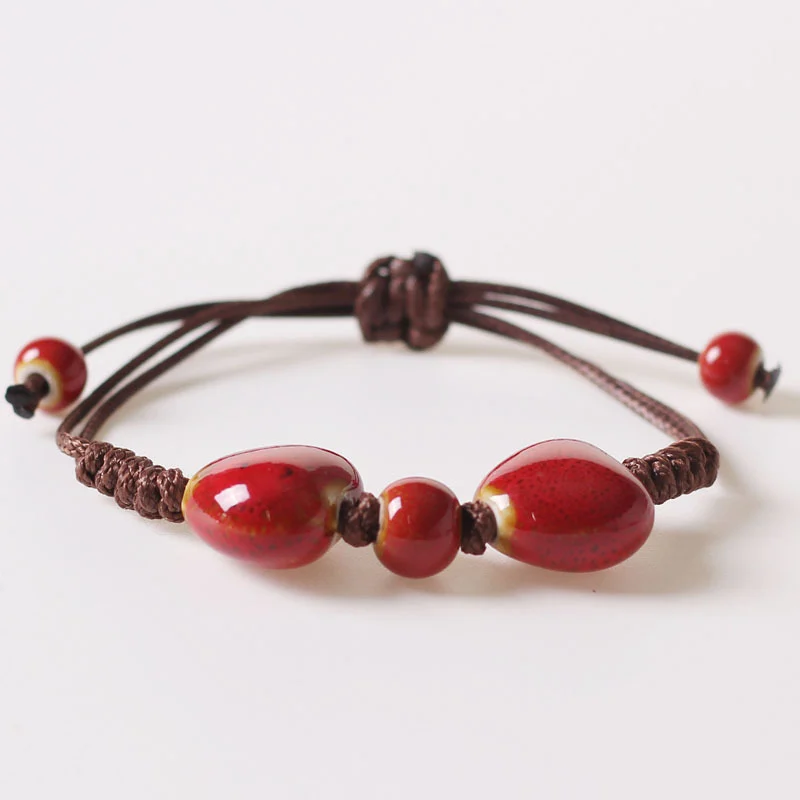 Minimalist Floral Glaze Heart Bead Bracelet — image 3