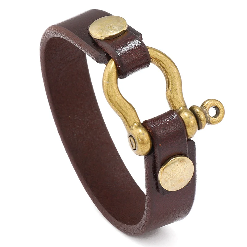 Minimalist Horseshoe-clasp Bracelet Made Of First-layer Cowhide Leather — image 7
