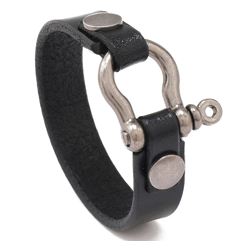Minimalist Horseshoe-clasp Bracelet Made Of First-layer Cowhide Leather — image 6