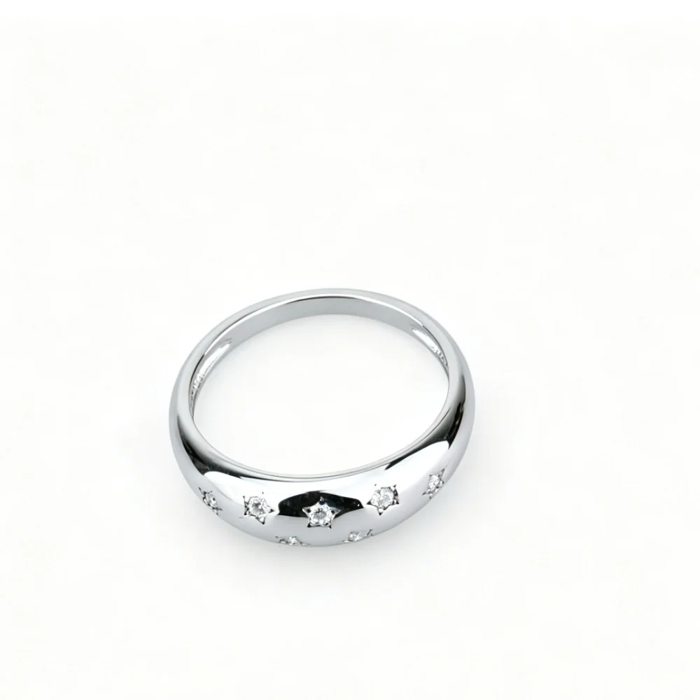 Moissanite Sterling Silver Diamond-encrusted Starry Ring — image 4