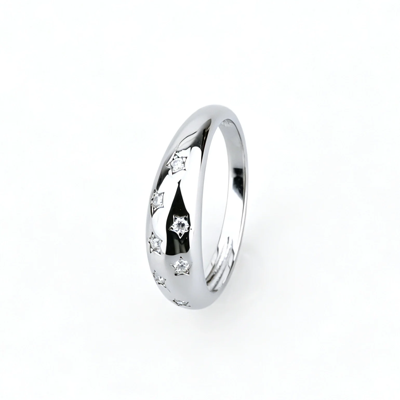 Moissanite Sterling Silver Diamond-encrusted Starry Ring — image 3