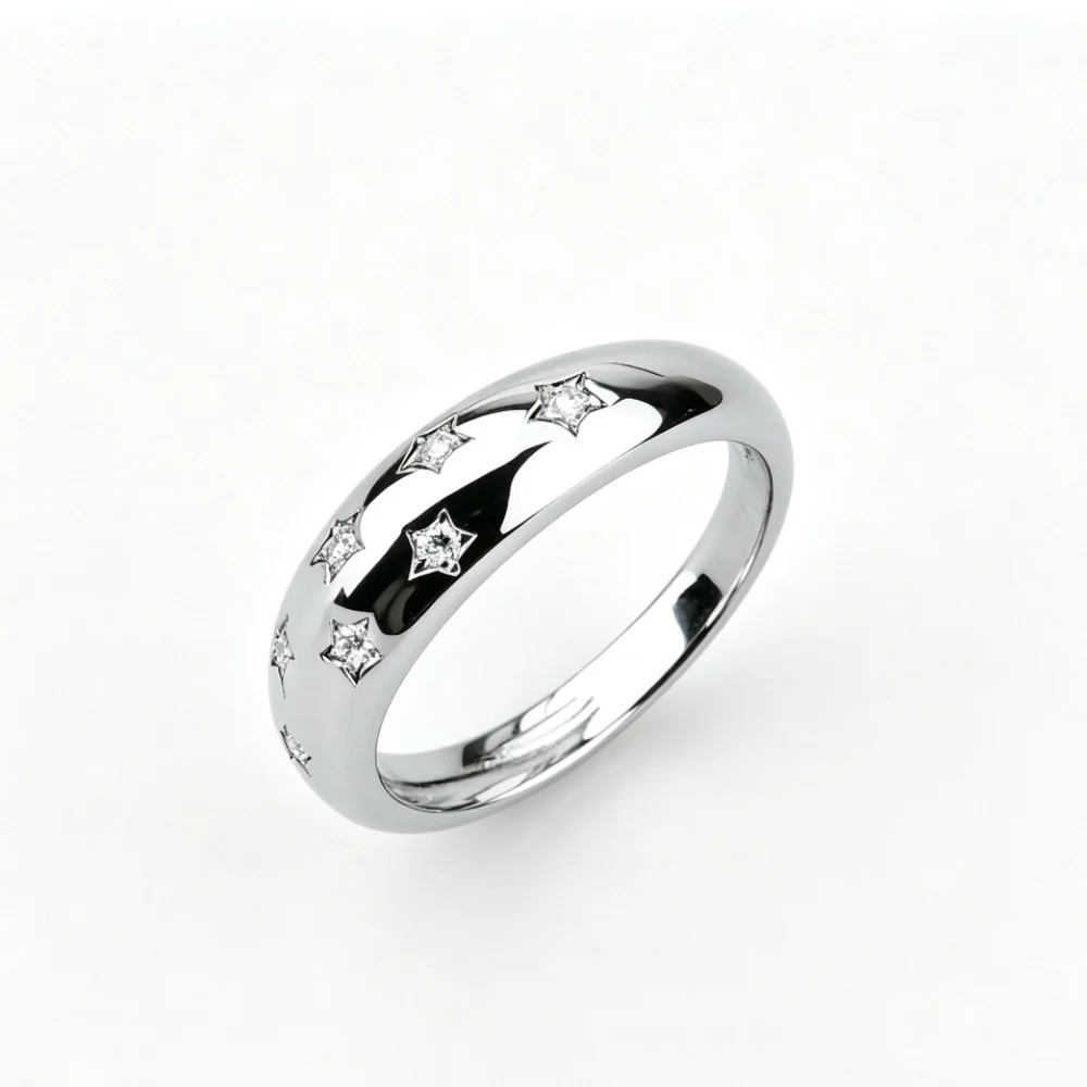 Moissanite Sterling Silver Diamond-encrusted Starry Ring — image 6