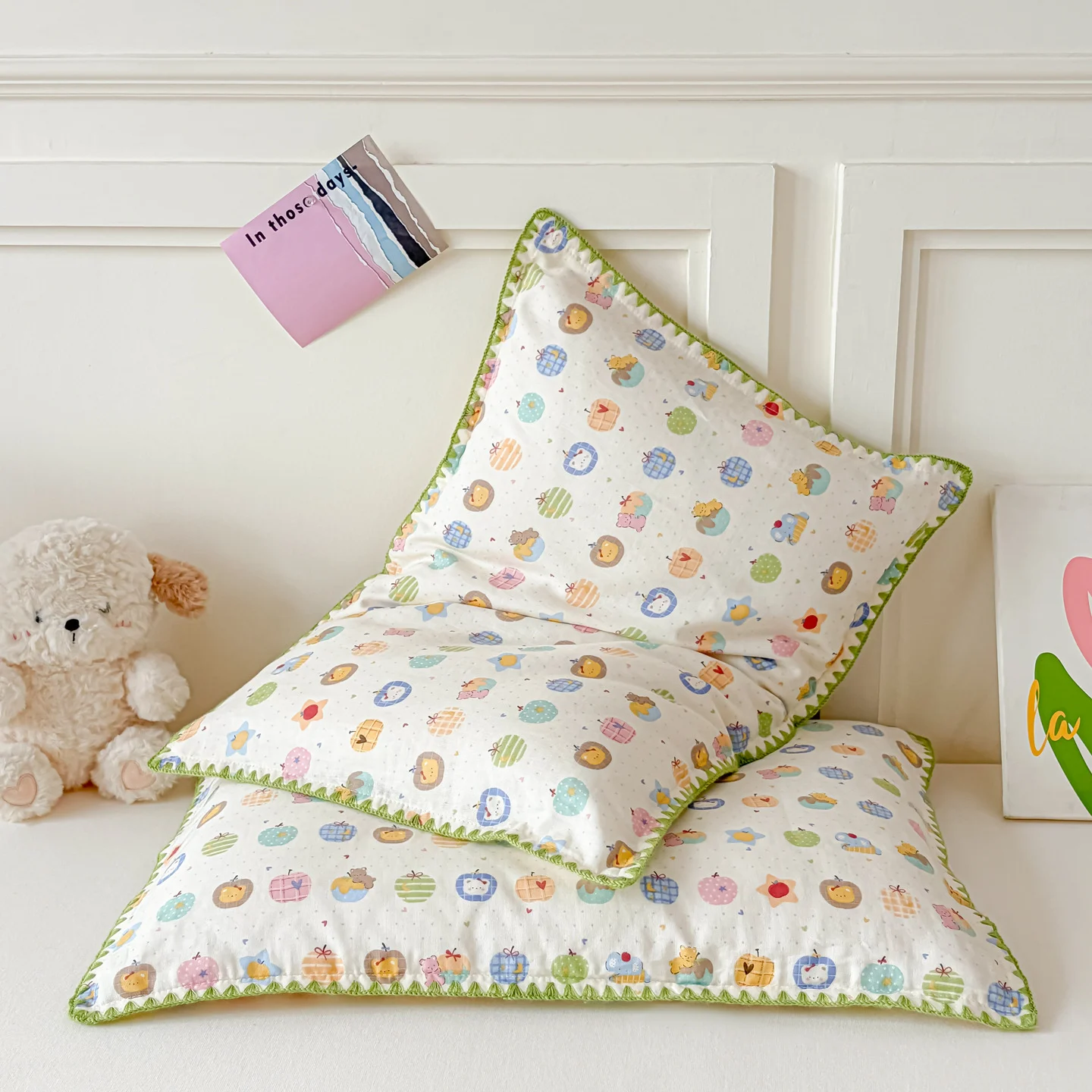 Mommy-and-baby Pillowcase Pure Cotton Double-layer Gauze With Shell-edged Trim — image 8