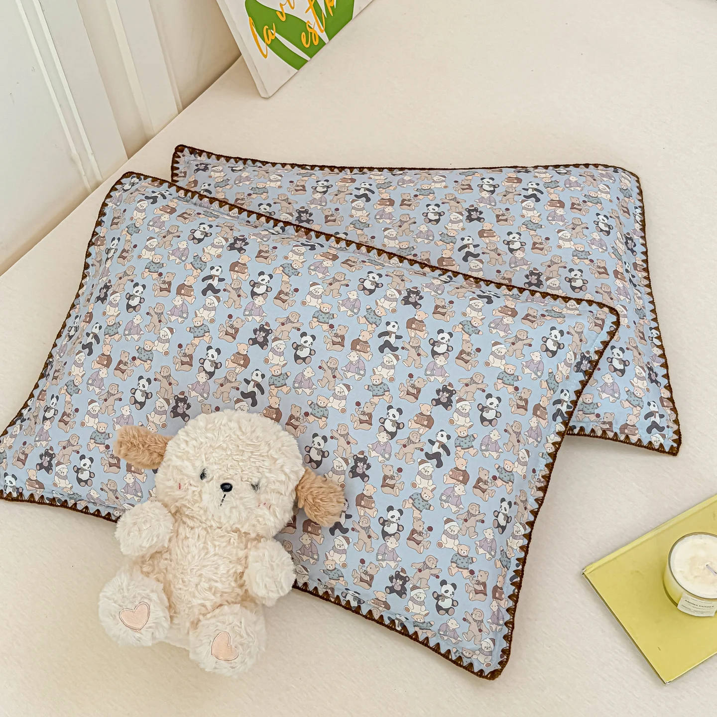 Mommy-and-baby Pillowcase Pure Cotton Double-layer Gauze With Shell-edged Trim — image 11