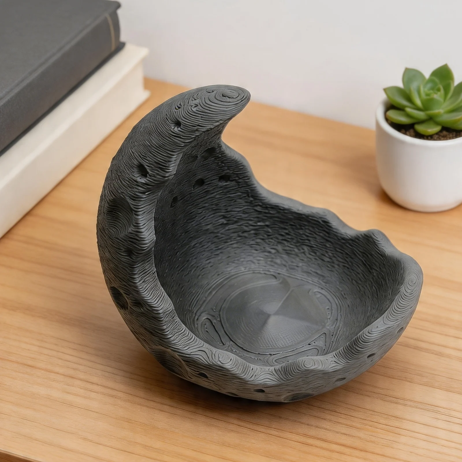 Moon Crescent Candle Holder, Lunar Texture Tray, Crystal Ball Display Stand, Jewelry… — image 4