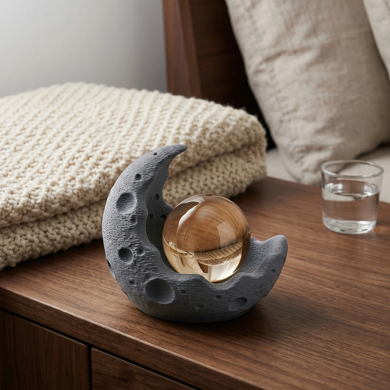 Moon Crescent Candle Holder, Lunar Texture Tray, Crystal Ball Display Stand, Jewelry… — image 5