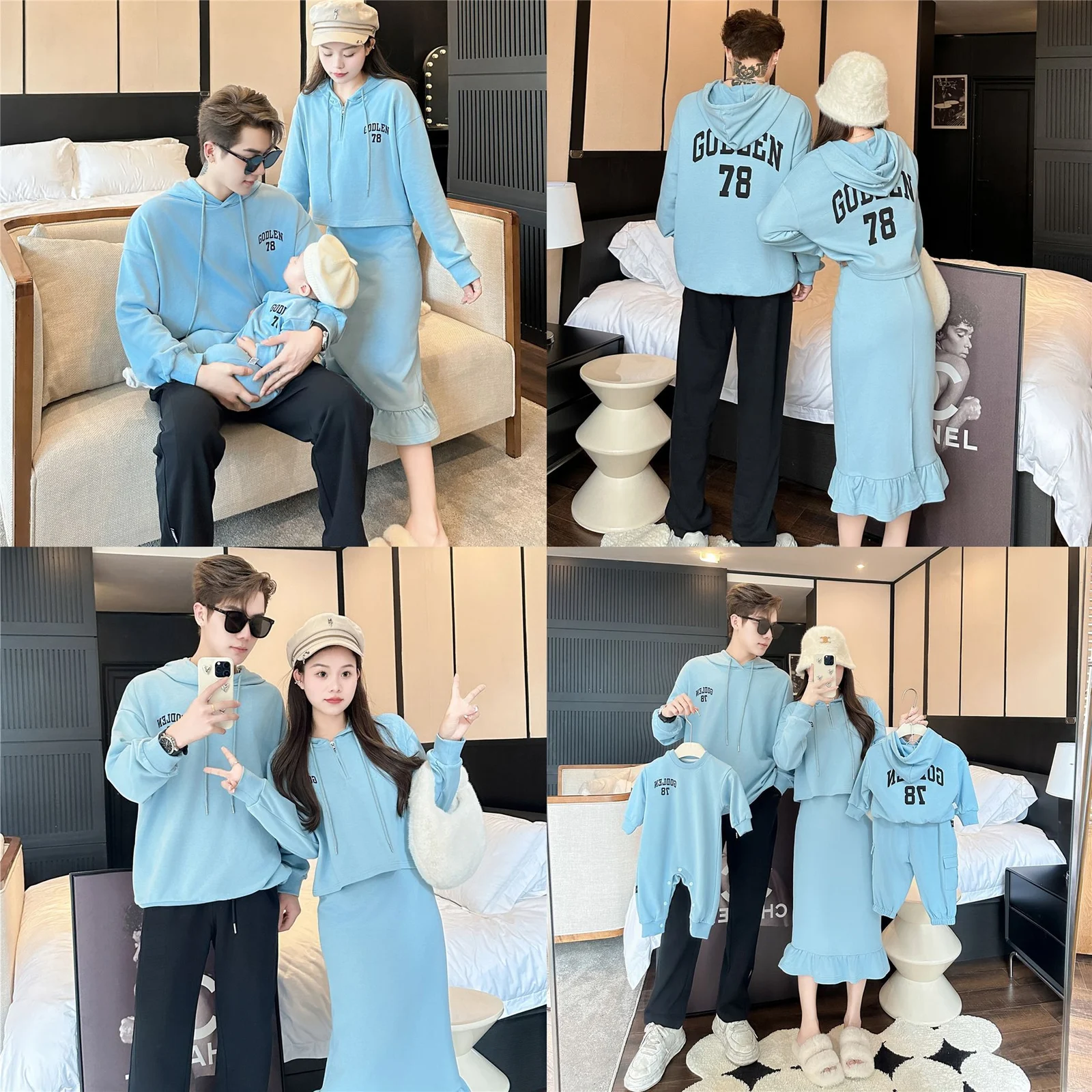 Mother-daughter Dresses Fall Outfits Family-of-three Sets — image 4