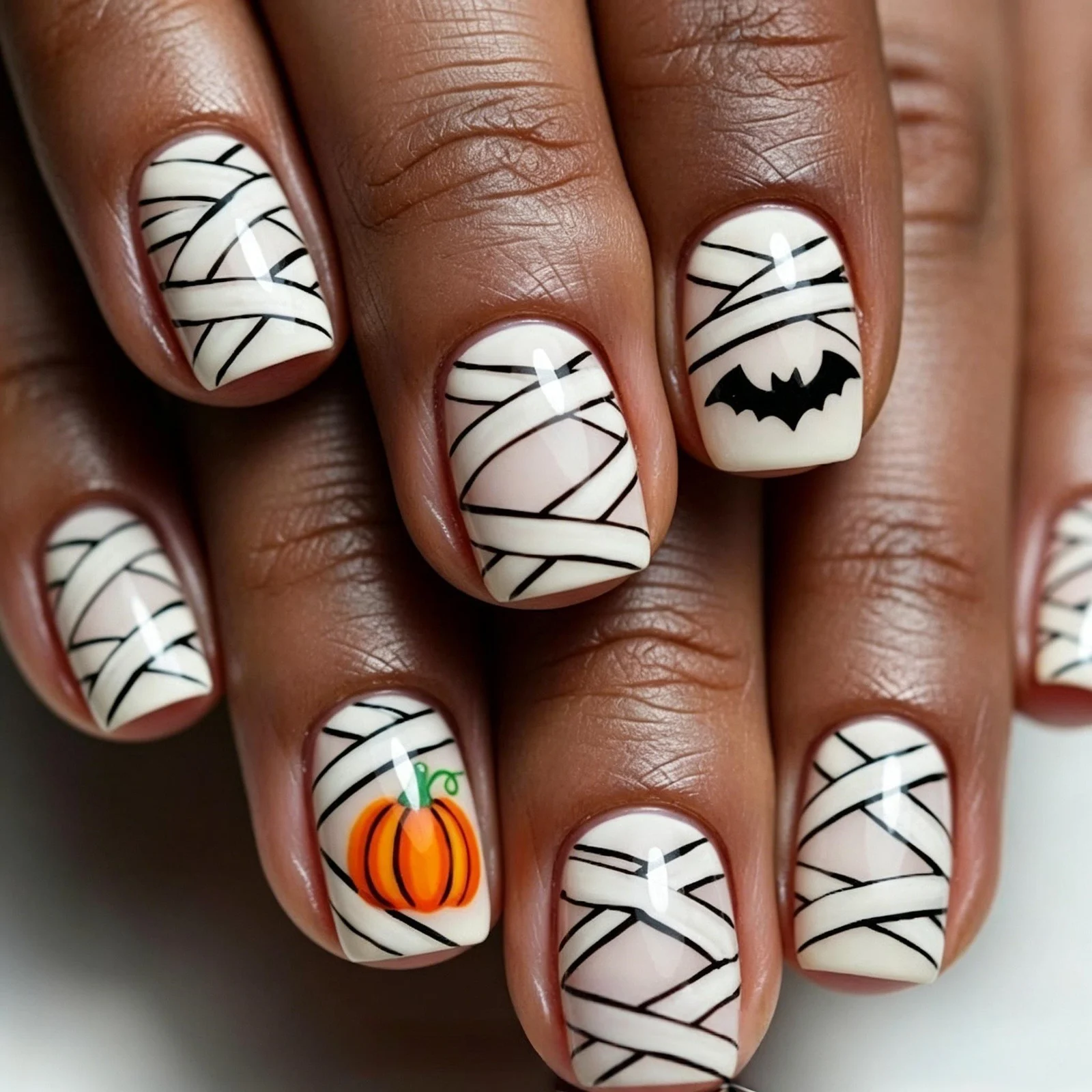 Mummy Bandage Pumpkin Bat Halloween Wearable Nails — image 4