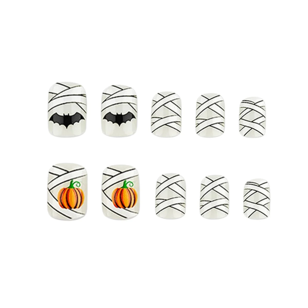 Mummy Bandage Pumpkin Bat Halloween Wearable Nails — image 2