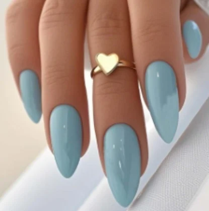 Nail Art Solid Color Series Long Almond-shape Press On Nails — image 3