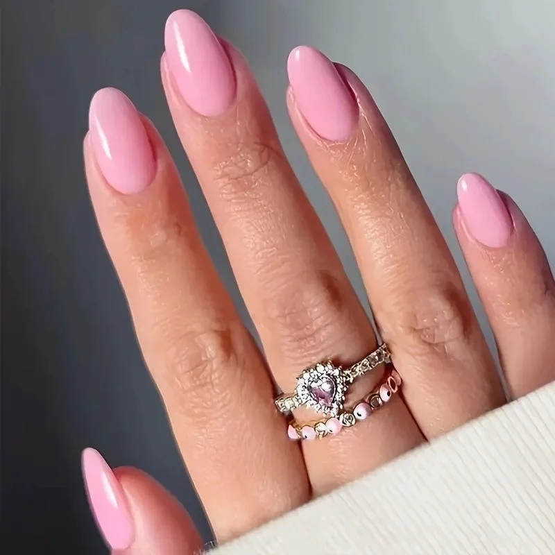 Nail Art Solid Color Series Long Almond-shape Press On Nails — image 6