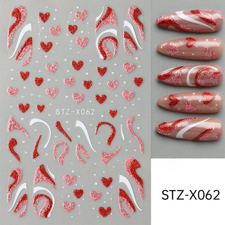 Nail Art Stickers Valentines Day Black-and-white Heart French-style With Irregular… — variant image