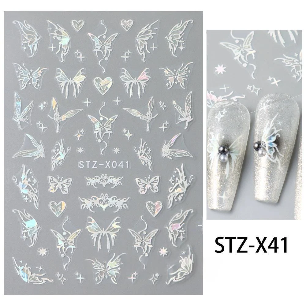 Nail Art Stickers Valentines Day Black-and-white Heart French-style With Irregular… — image 3