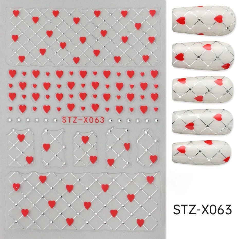 Nail Art Stickers Valentines Day Black-and-white Heart French-style With Irregular… — variant image