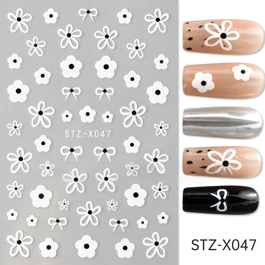 Nail Art Stickers Valentines Day Black-and-white Heart French-style With Irregular… — image 6