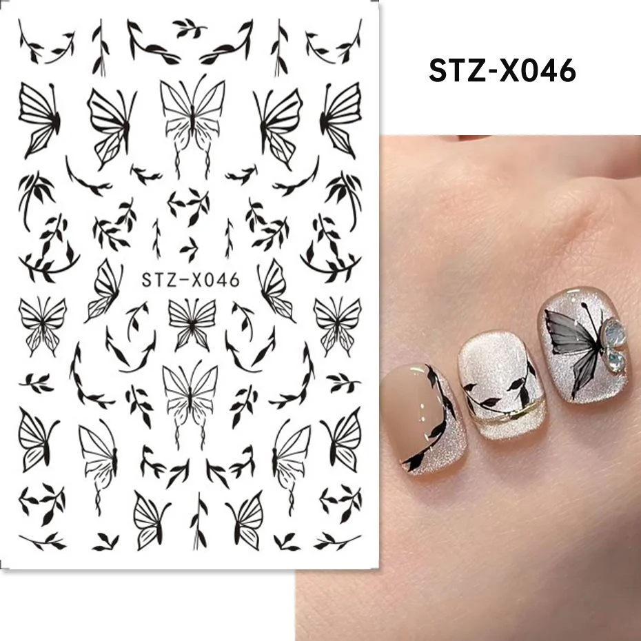 Nail Art Stickers Valentines Day Black-and-white Heart French-style With Irregular… — image 1