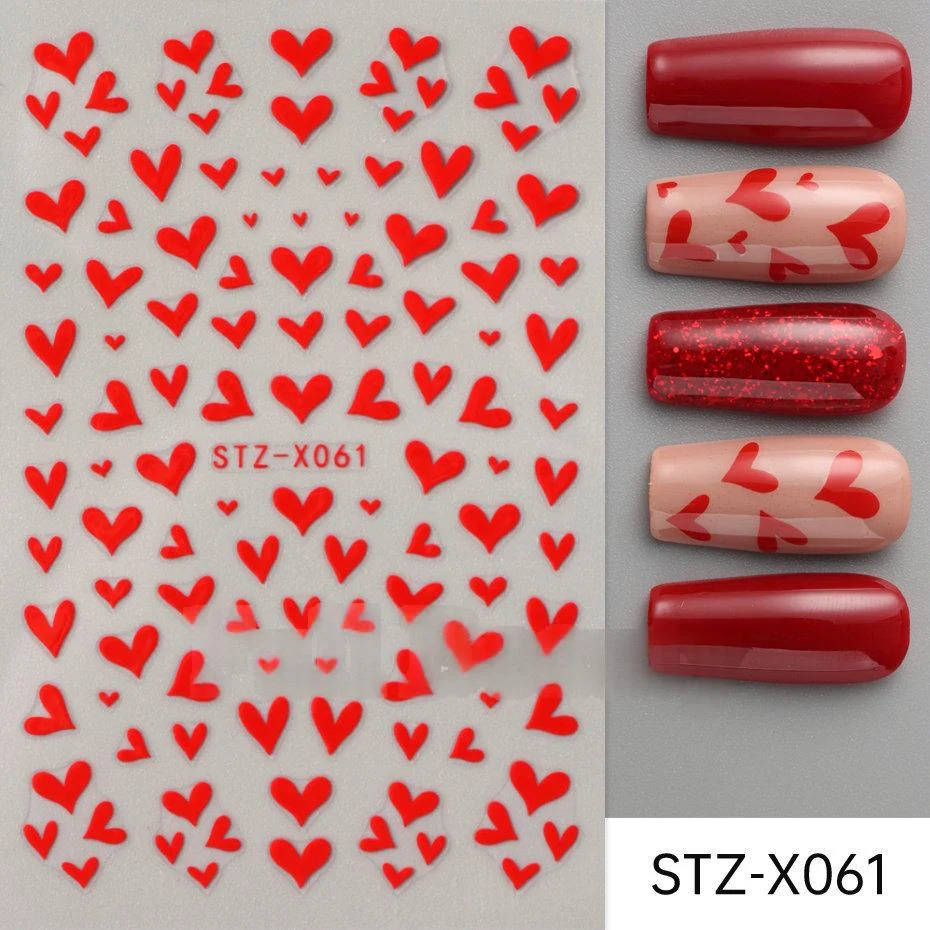 Nail Art Stickers Valentines Day Black-and-white Heart French-style With Irregular… — variant image