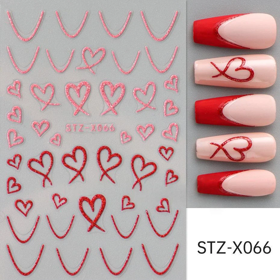 Nail Art Stickers Valentines Day Black-and-white Heart French-style With Irregular… — image 7