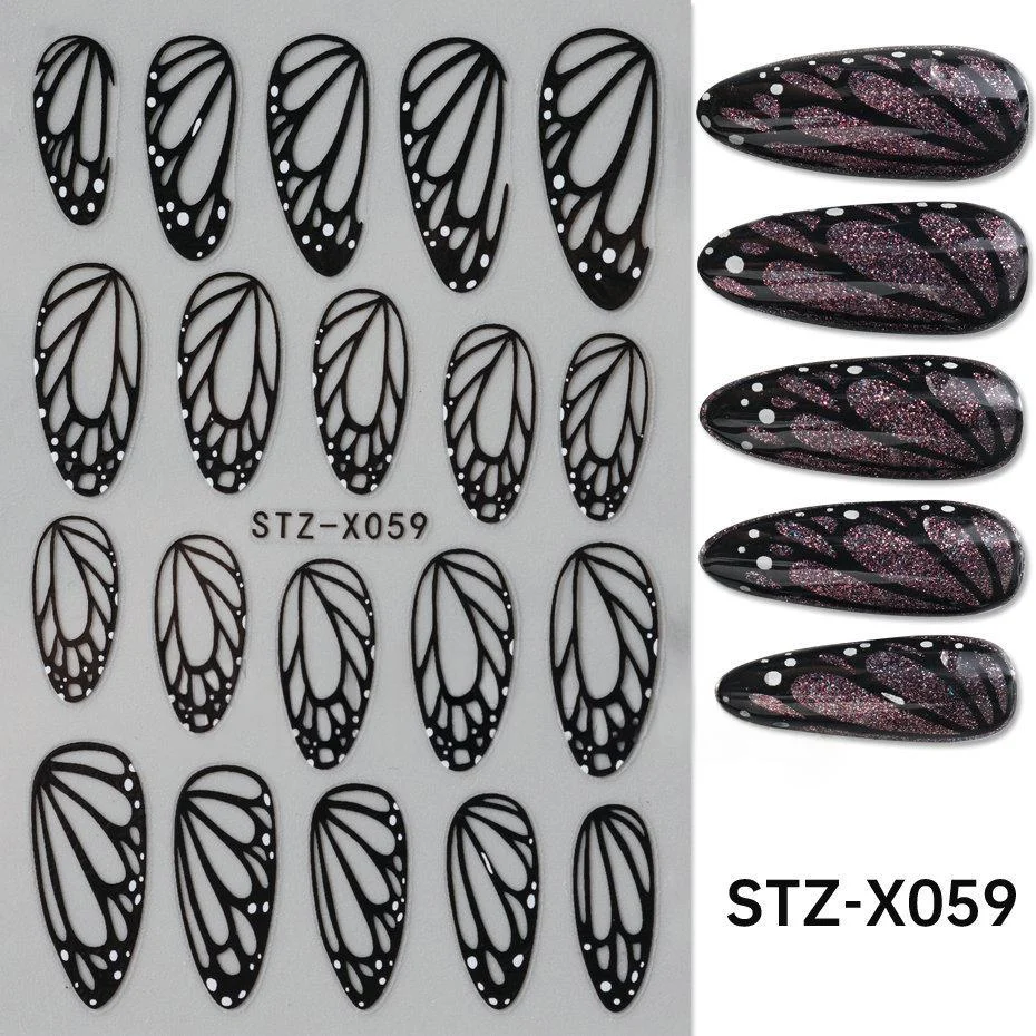 Nail Art Stickers Valentines Day Black-and-white Heart French-style With Irregular… — variant image