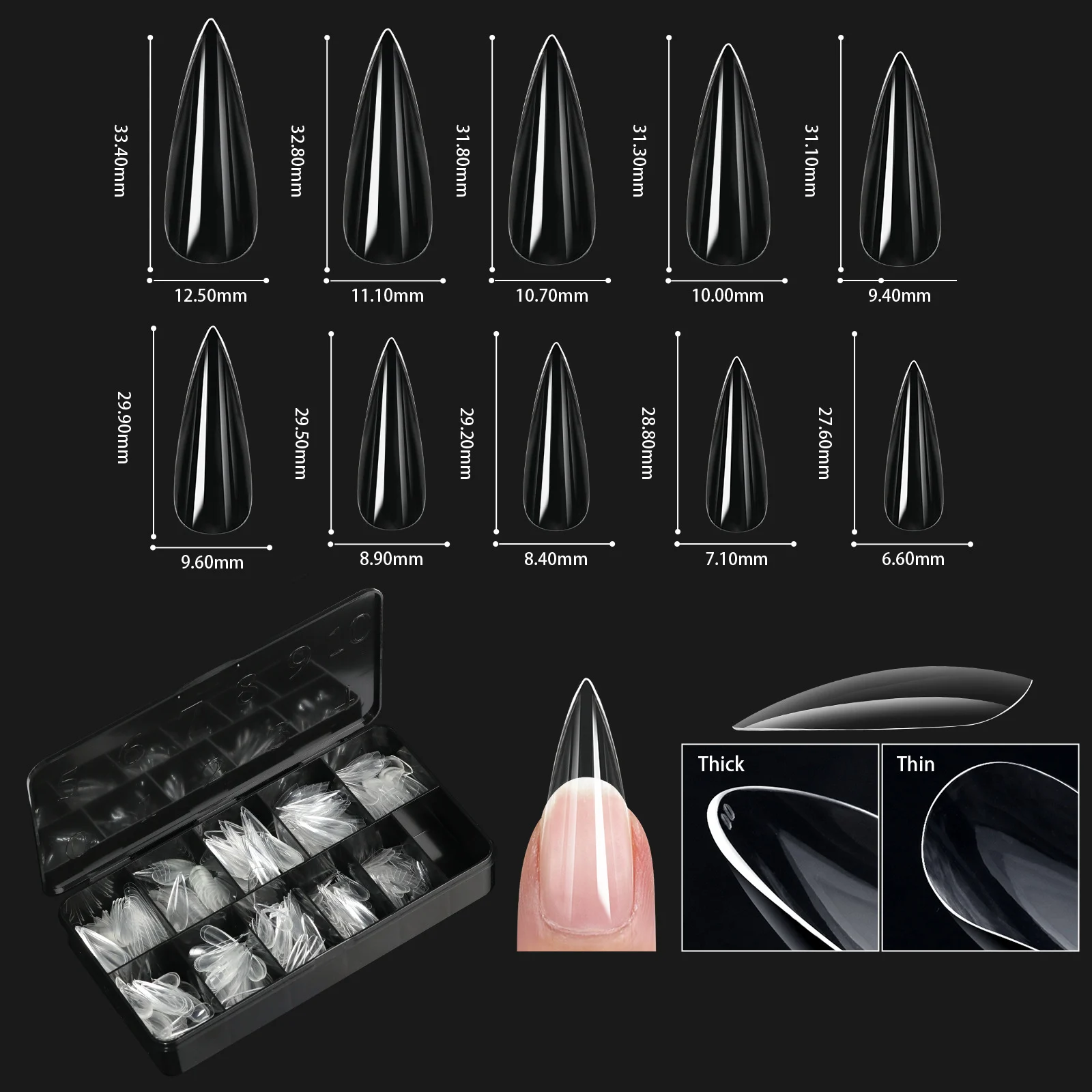 Nail Transparent Tips Shapes For Manicure Seamless False Nails Boxed Set — image 13