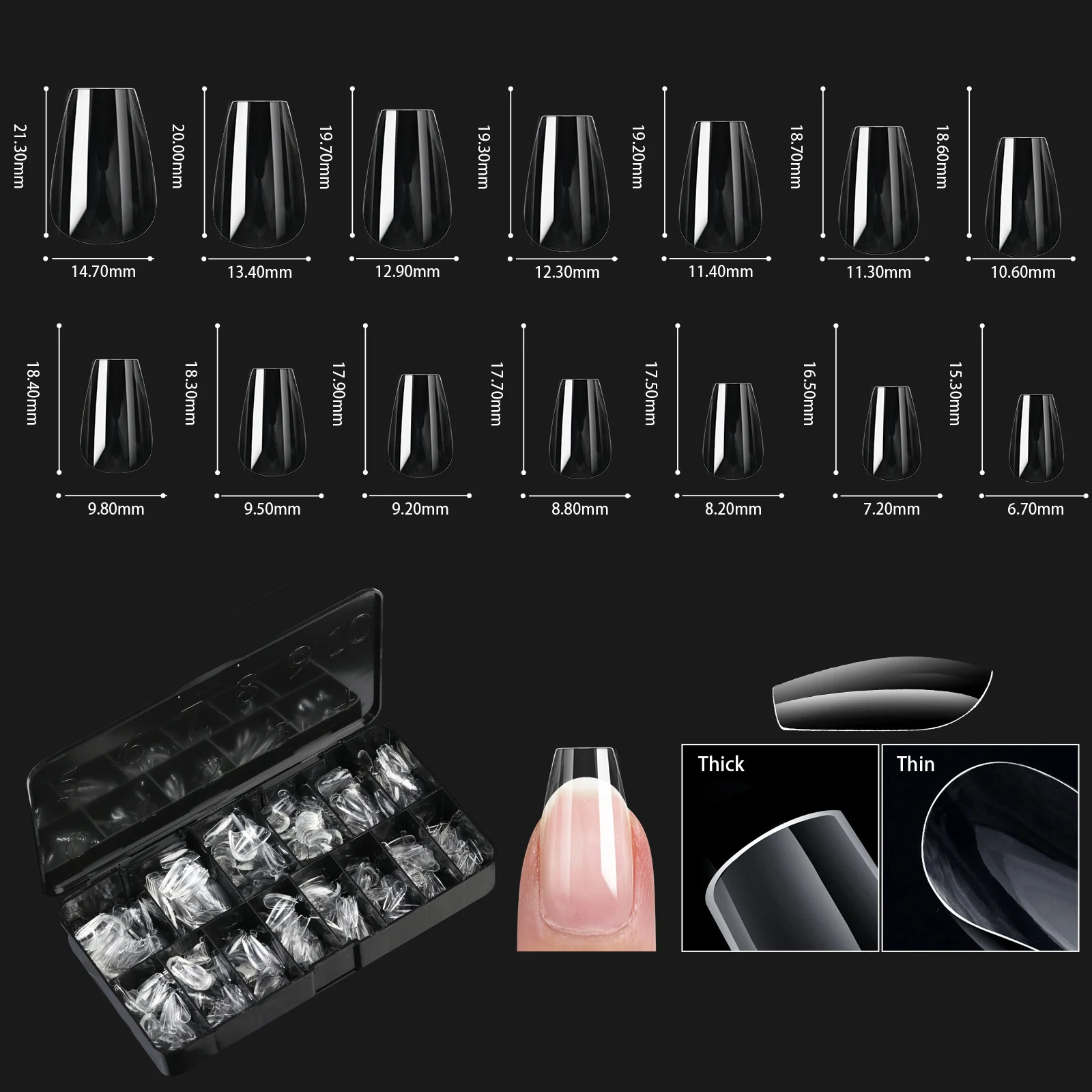Nail Transparent Tips Shapes For Manicure Seamless False Nails Boxed Set — image 5