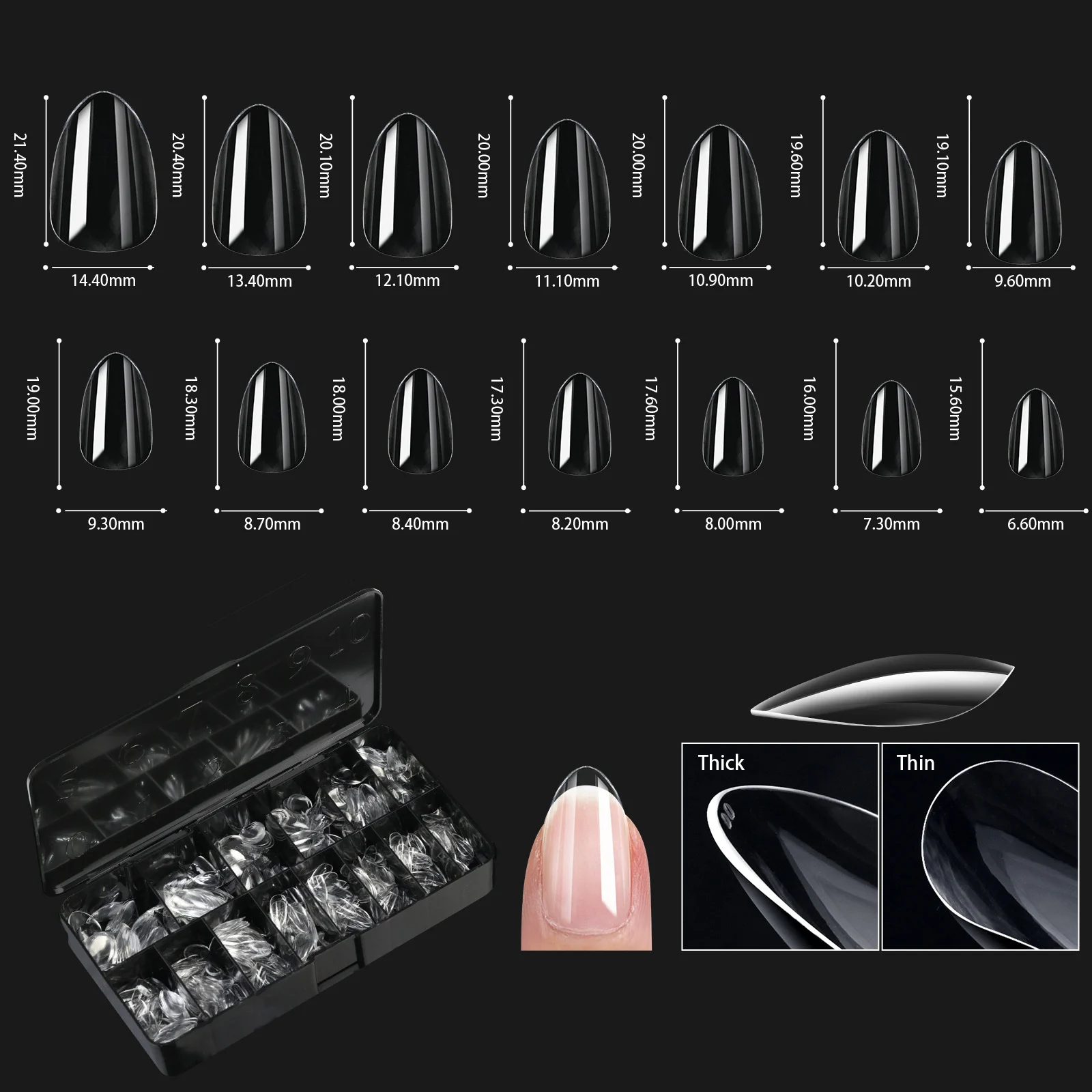 Nail Transparent Tips Shapes For Manicure Seamless False Nails Boxed Set — image 9