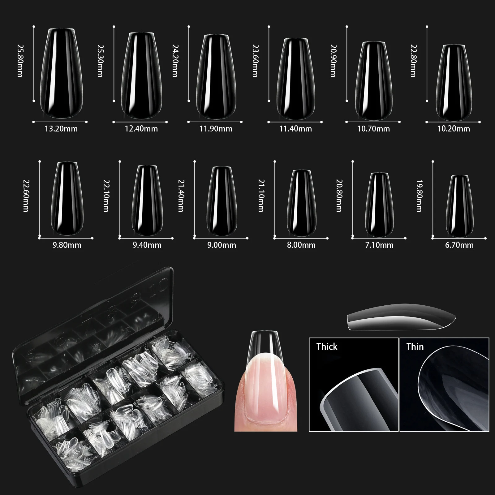 Nail Transparent Tips Shapes For Manicure Seamless False Nails Boxed Set — image 8