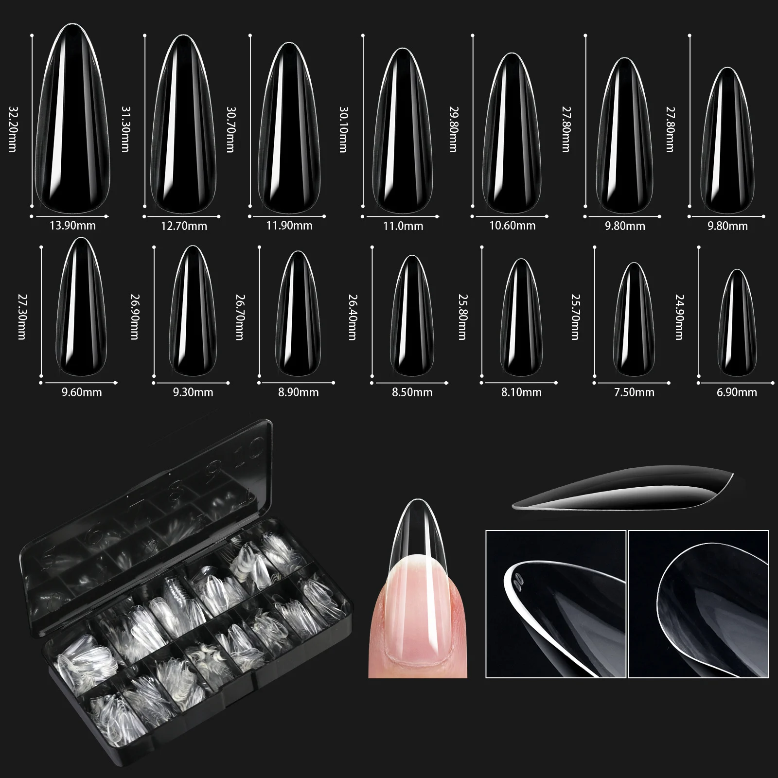 Nail Transparent Tips Shapes For Manicure Seamless False Nails Boxed Set — image 17