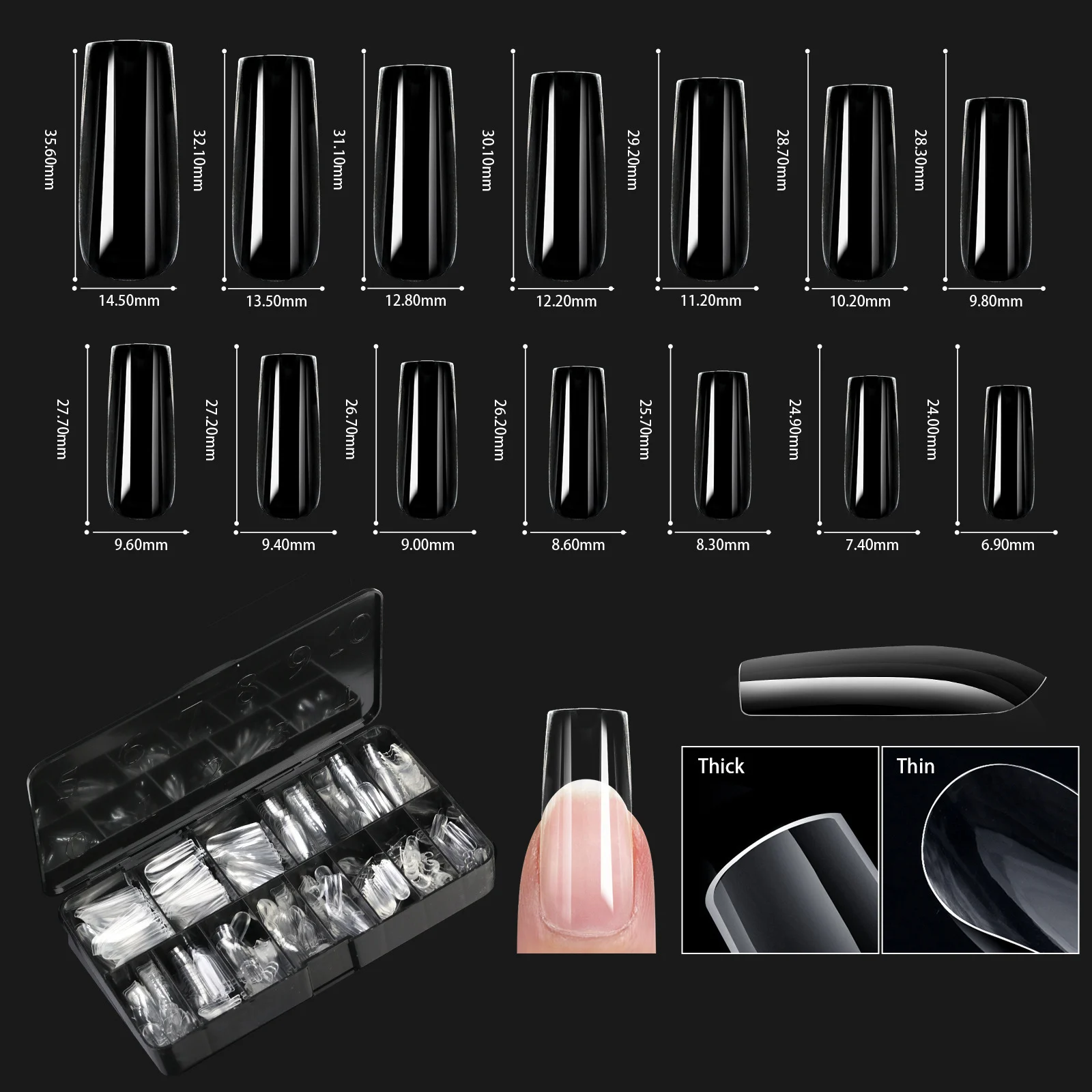Nail Transparent Tips Shapes For Manicure Seamless False Nails Boxed Set — image 16