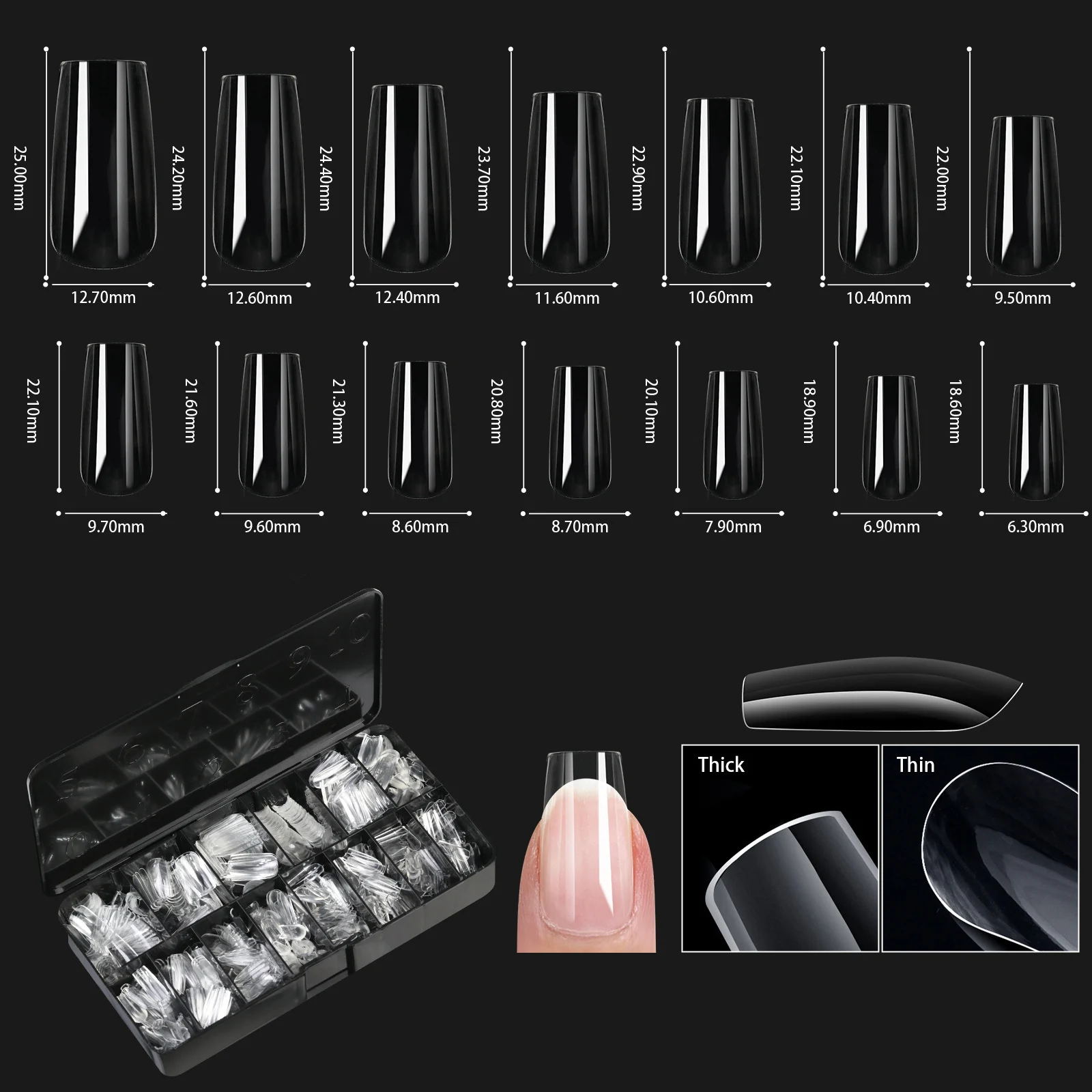 Nail Transparent Tips Shapes For Manicure Seamless False Nails Boxed Set — image 15
