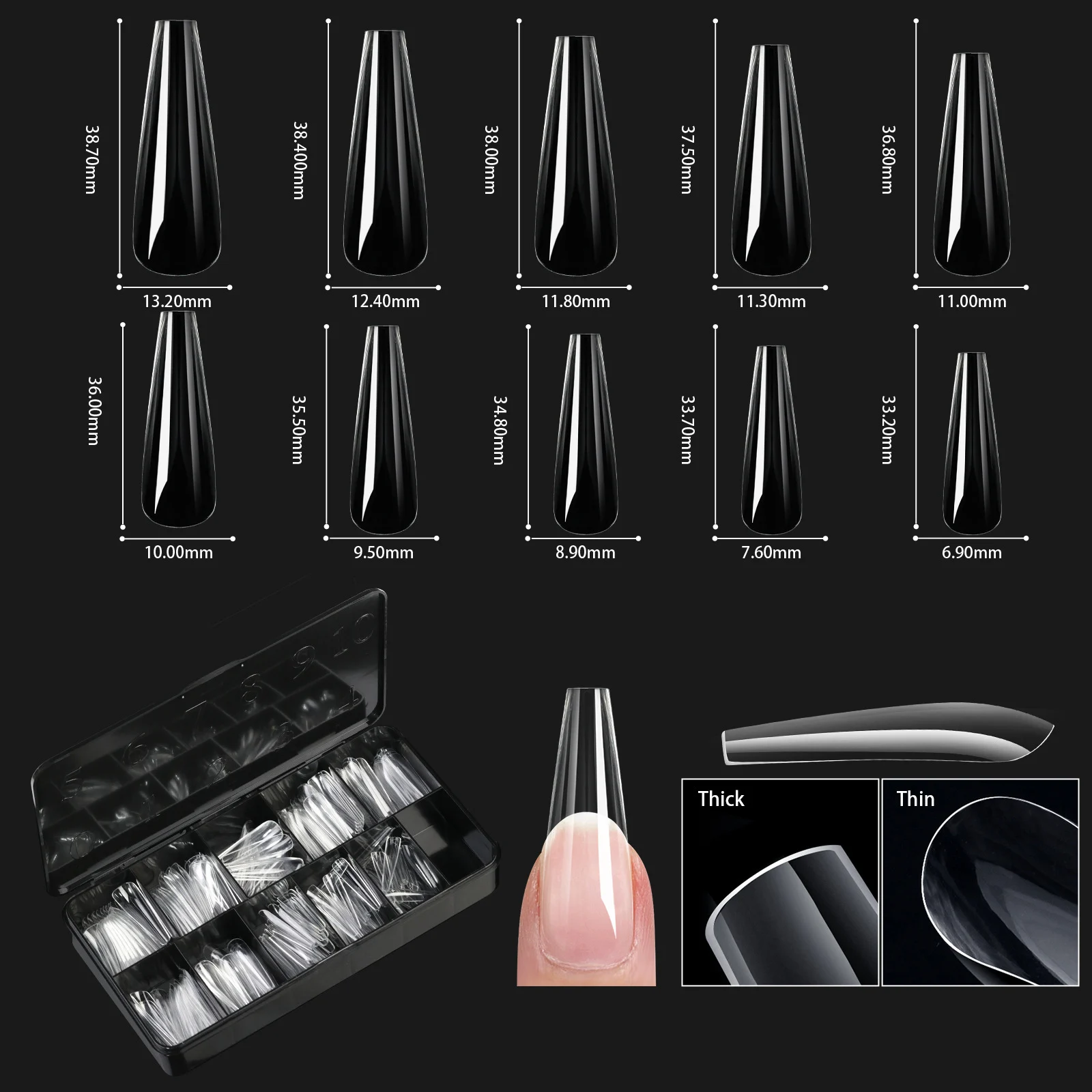 Nail Transparent Tips Shapes For Manicure Seamless False Nails Boxed Set — image 11
