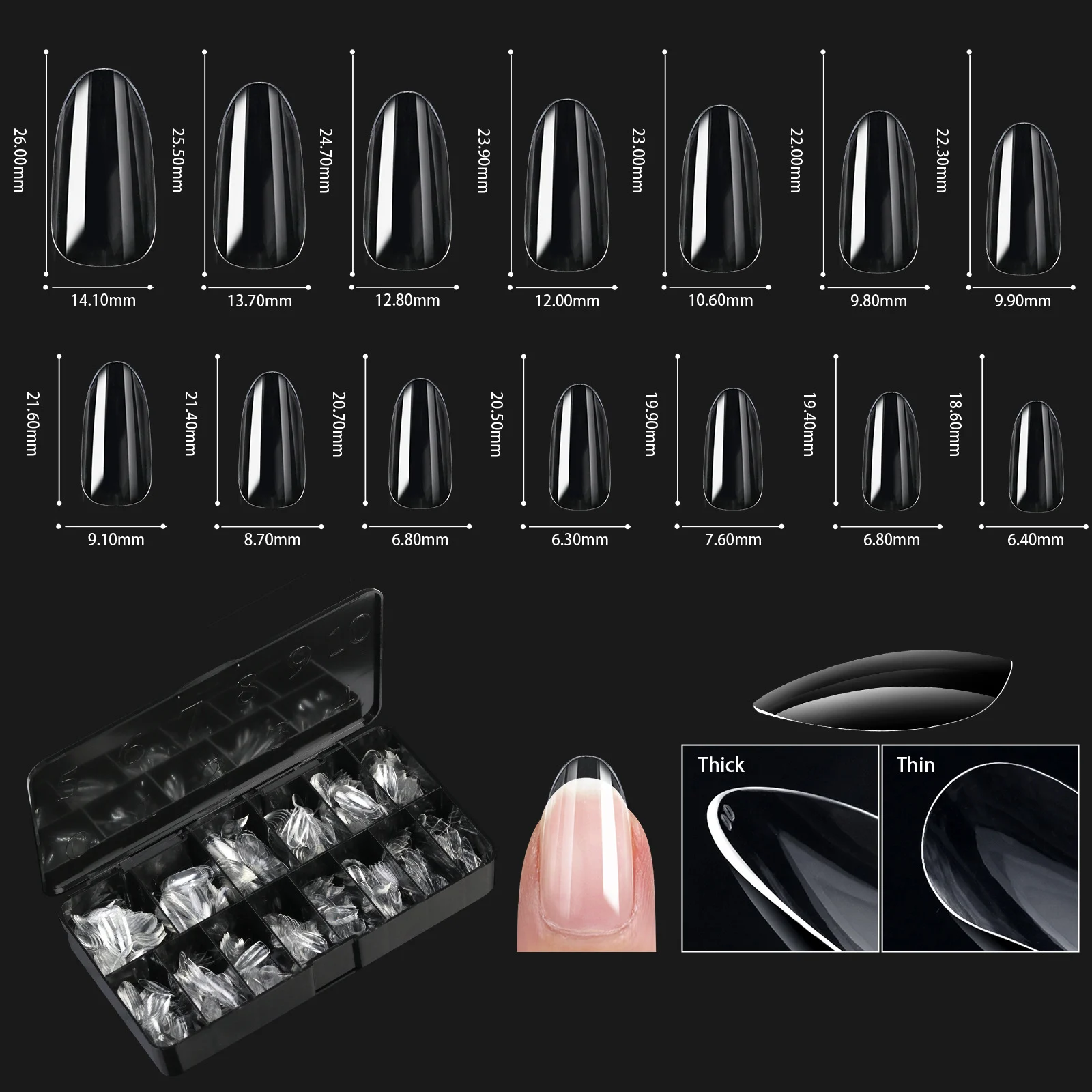 Nail Transparent Tips Shapes For Manicure Seamless False Nails Boxed Set — image 3